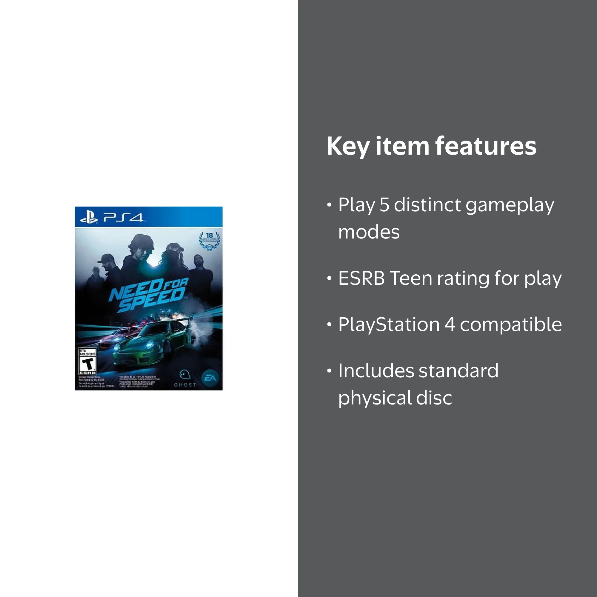 Electronic Arts, Need for Speed PS4 Game, Teen ESRB, Physical