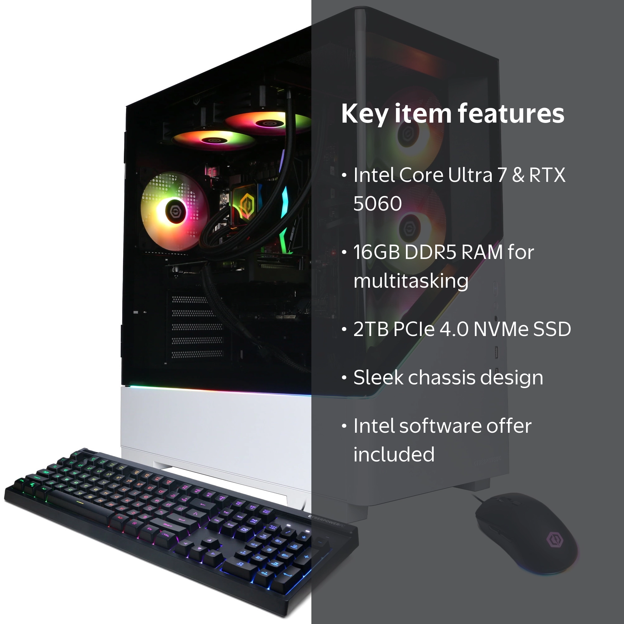 CyberPowerPC Gamer Supreme Gaming PC, Intel Core Ultra 7 265F
