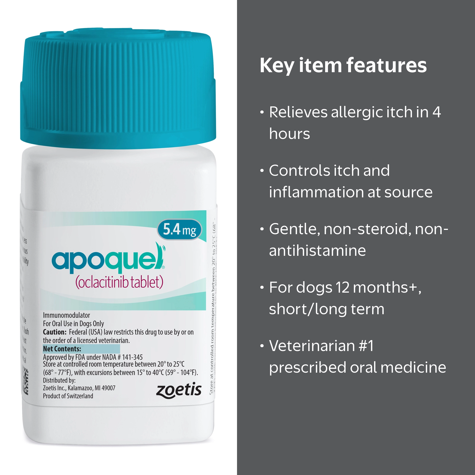 Apoquel Tablets for Dogs, 5.4 mg, Allergic Itch Relief - Walmart.com