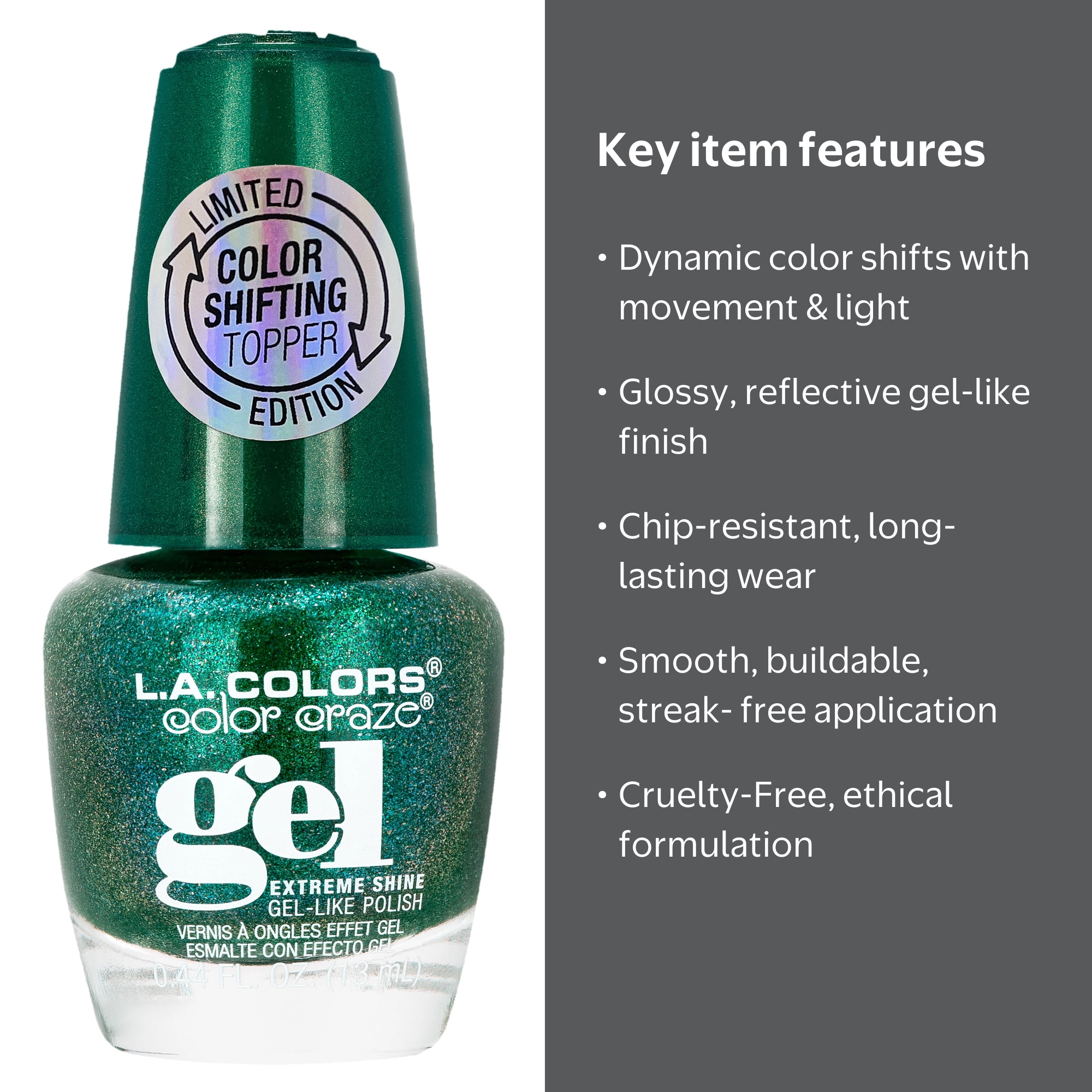 L.A. COLORS Color Shifting Nail Polish Retrograde 0.44 fl oz Multi