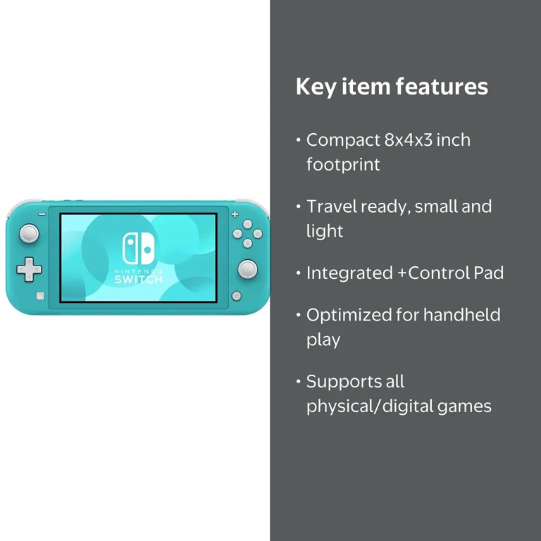 Nintendo Switch Lite Turquoise Gaming Console, Handheld System for