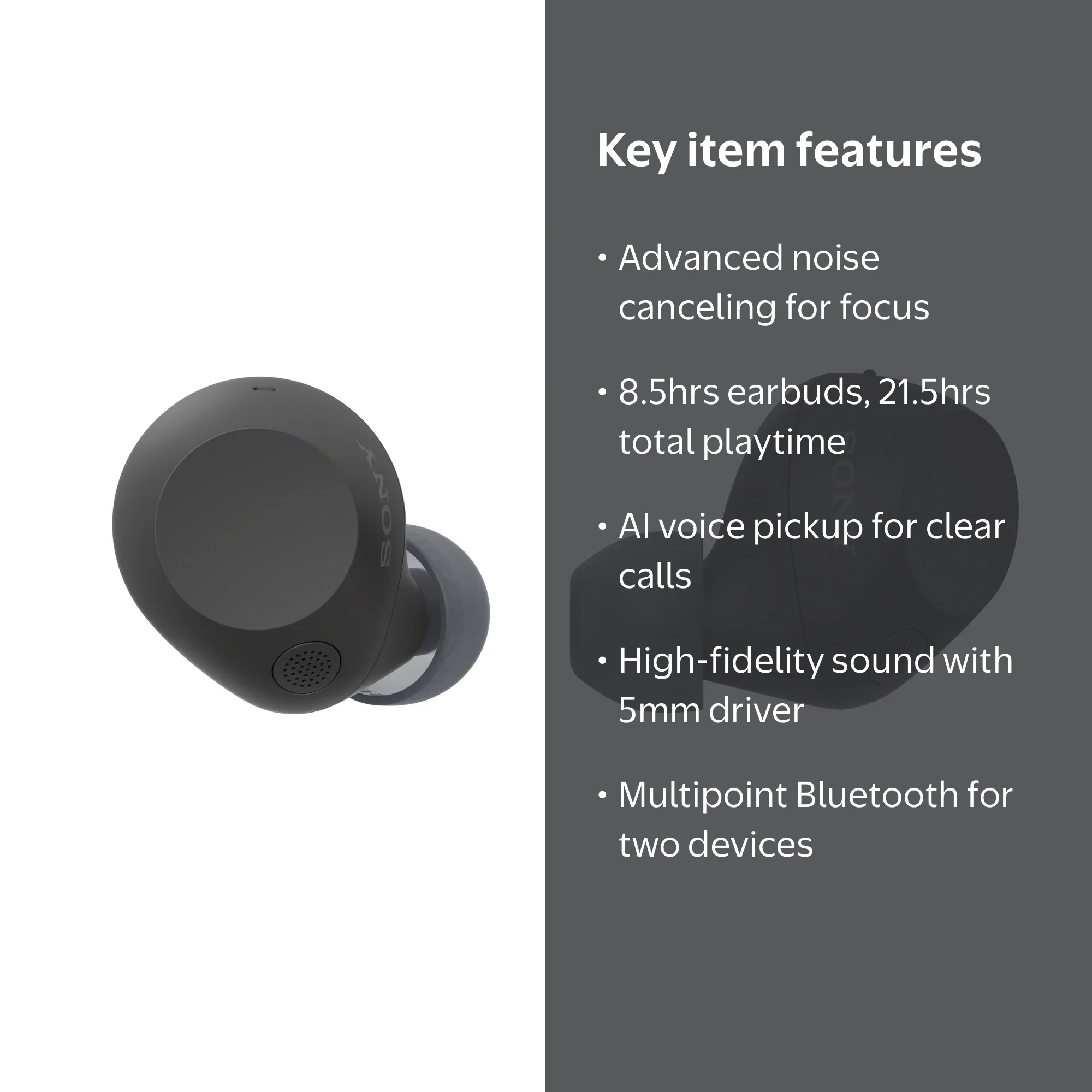 Sony, Earbuds, Truly Wireless Noise-Canceling, Black - Walmart.com