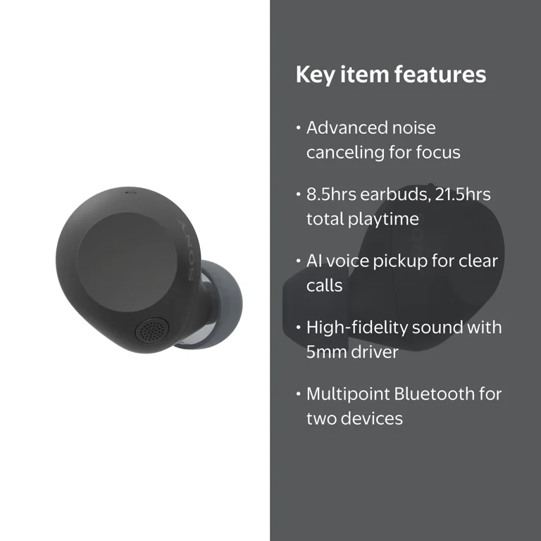 Sony, Earbuds, Truly Wireless Noise-Canceling, Black - Walmart.com