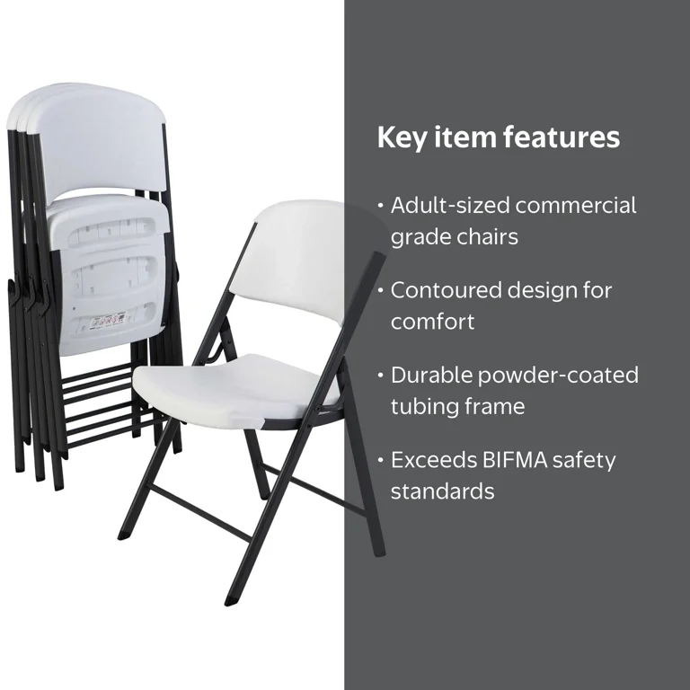 Lifetime Folding Chair, Indoor/Outdoor Commercial, White Granite
