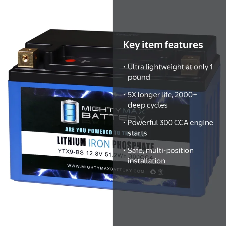 Mighty Max Battery, Lithium Iron Phosphate Battery, YTX9-BS, 300