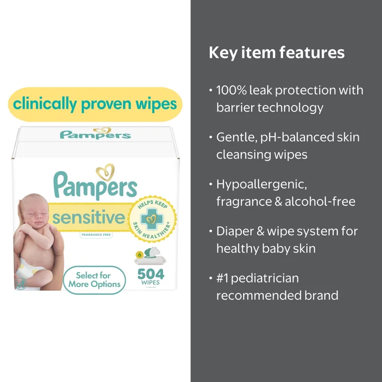 Pampers Swaddlers Diapers, Size 2, 84 Count and Pampers Sensitive