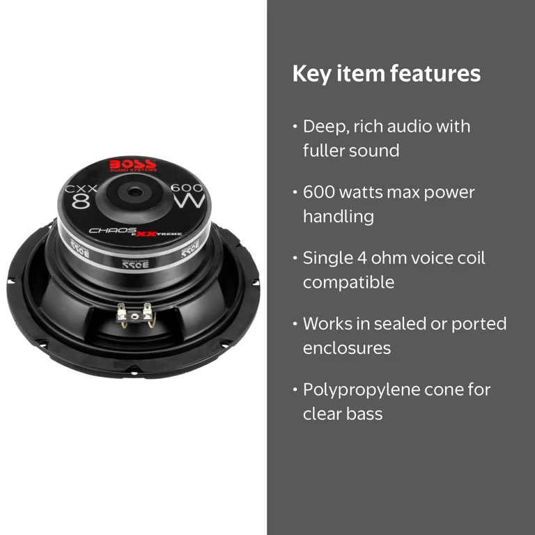 BOSS Audio Systems CXX8 20.3cm/8インチ Free Shipping! Boss Audio Systems 8 inch Car Subwoofer 600W Max