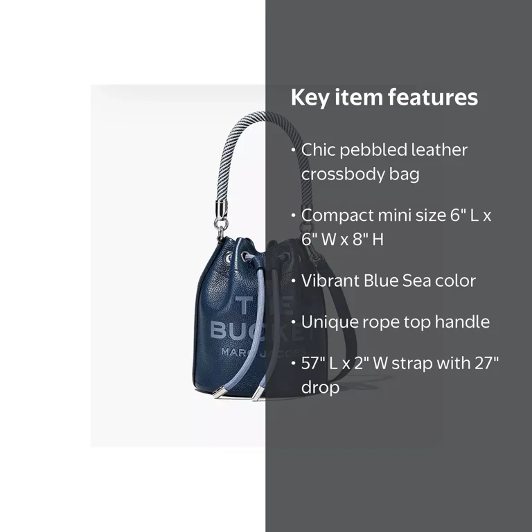 Marc Jacobs The Leather Mini Bucket Bag Crossbody Blue Sea