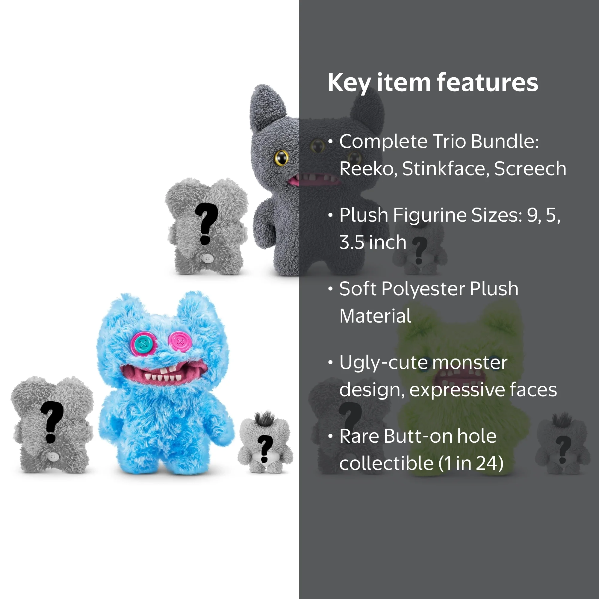 Fuggler Fugg Family Plush Toy Bundle - Reeko, Stinkface & Screech