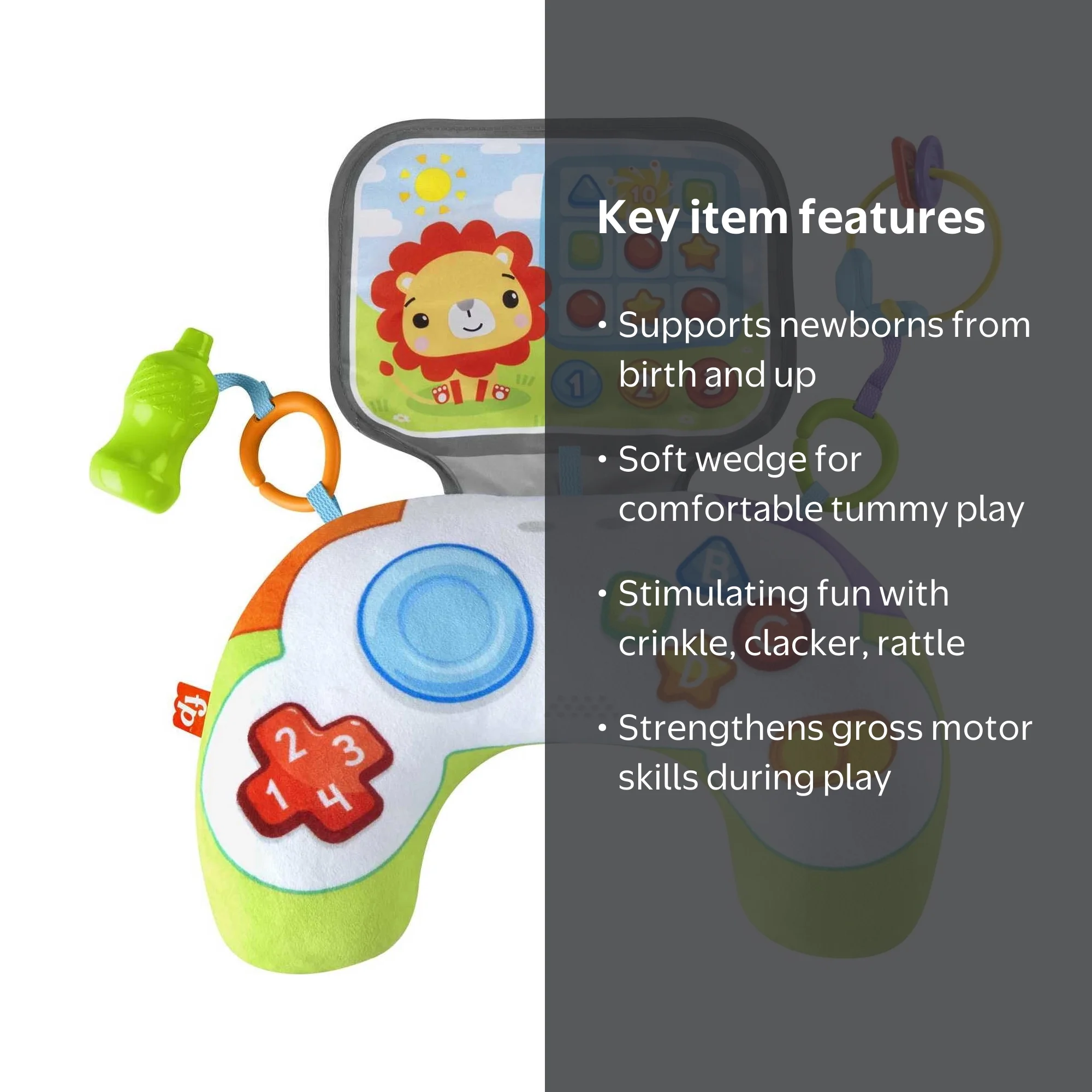 Fisher-Price Littlest Gamer Tummy Time Play Wedge with 2 Infant