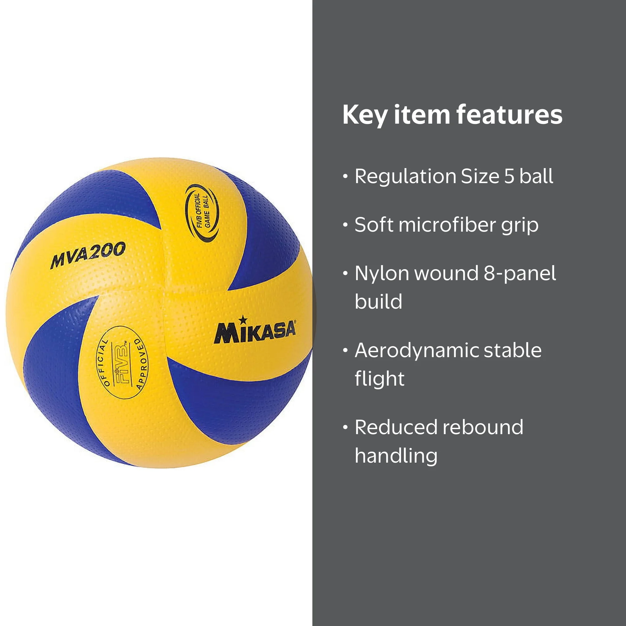 Mikasa MVA200 Official FIVB Game Volleyball, Blue and Yellow