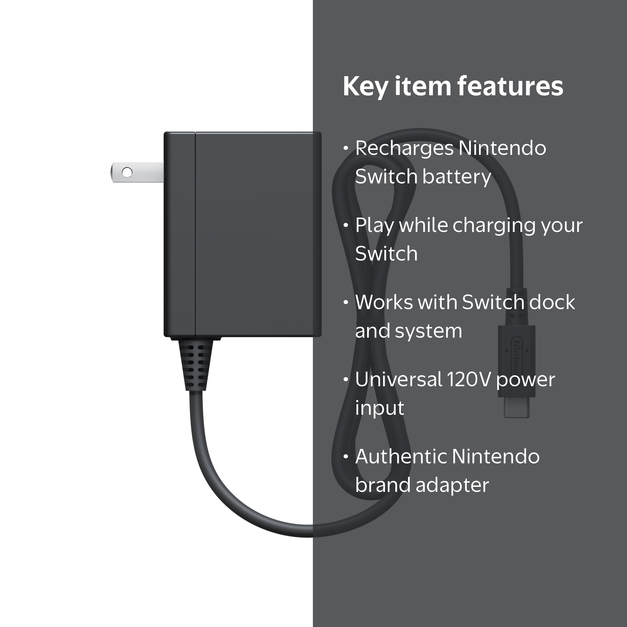 Nintendo, Nintendo Switch AC Adapter, 45496590222, Black - Walmart.com