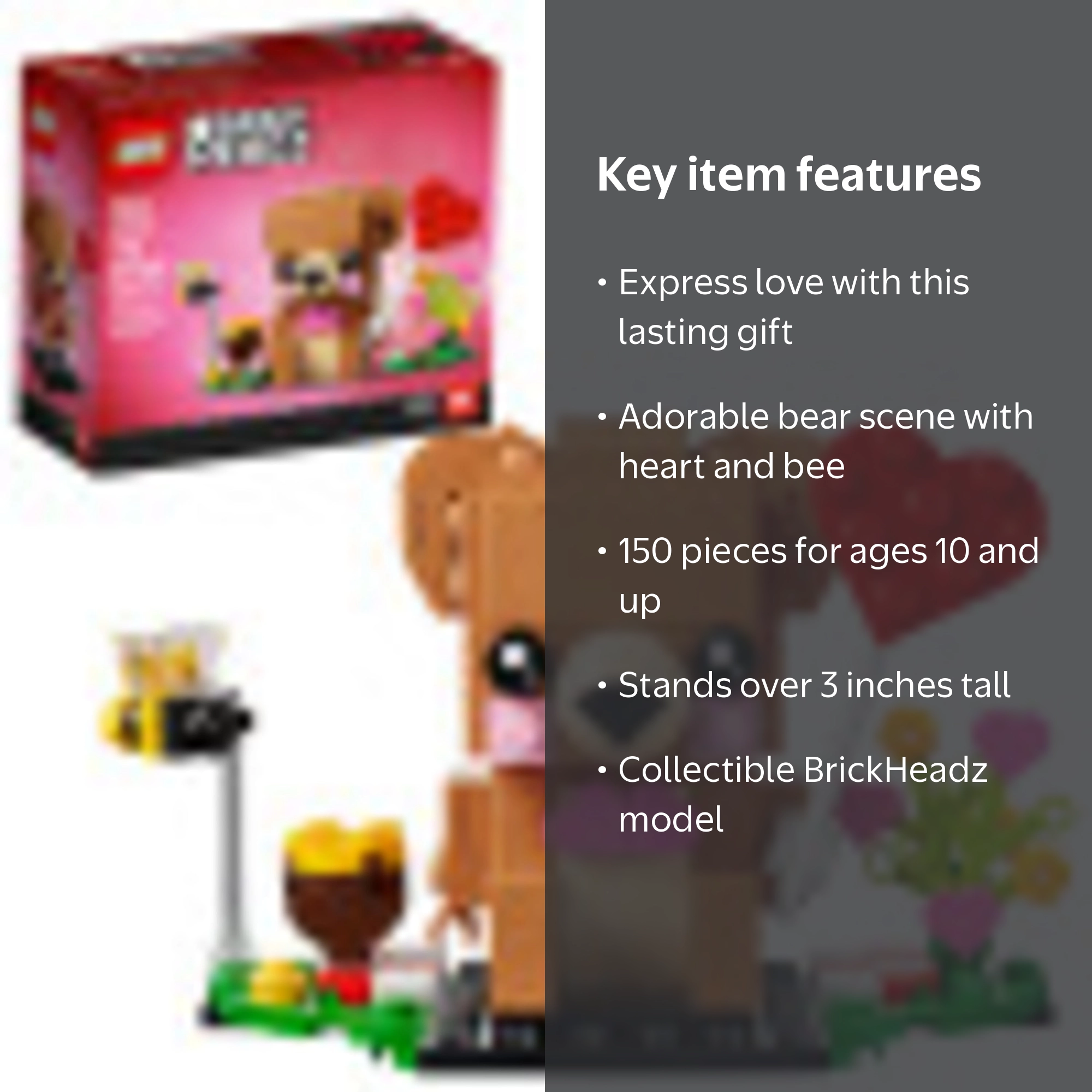 LEGO BrickHeadz Valentine's Bear 40379 Set with Flowers - Walmart.com