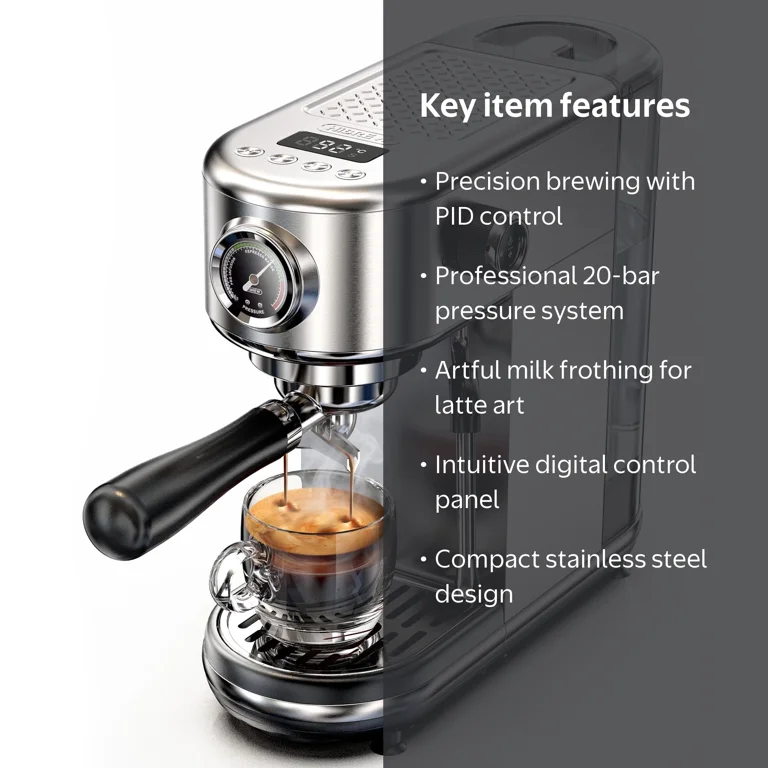 HIBREW 20 Bar Semi-Automatic Espresso Machine, Stainless Steel