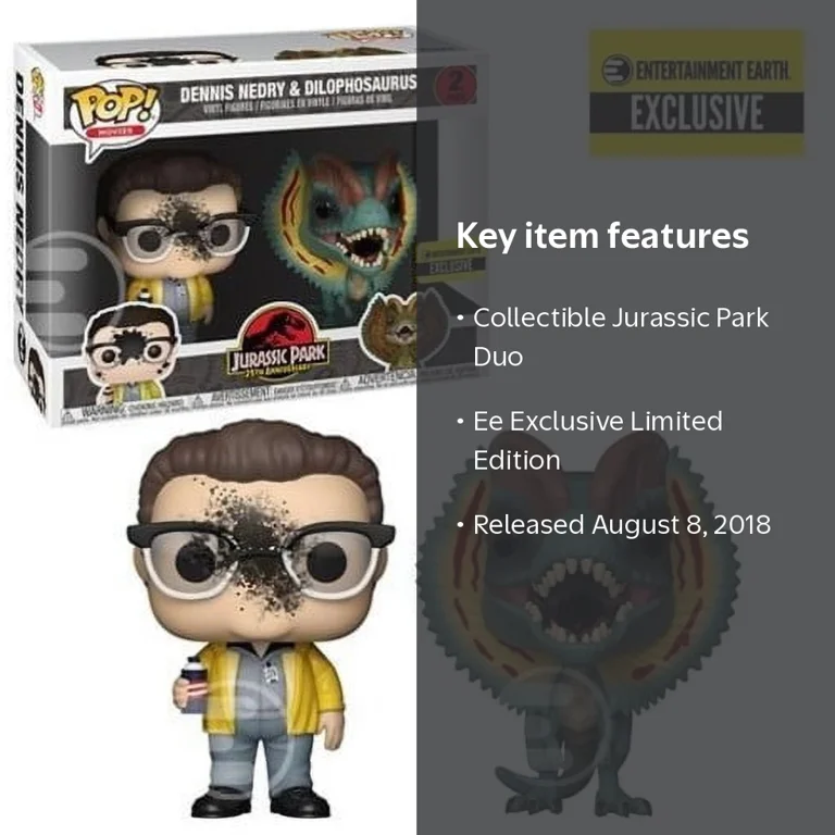 funko POP ジュラシックパーク　デニス・ネドリー &ディロフォサウルス Funko Pop! Ee Exclusive - Walmart.com