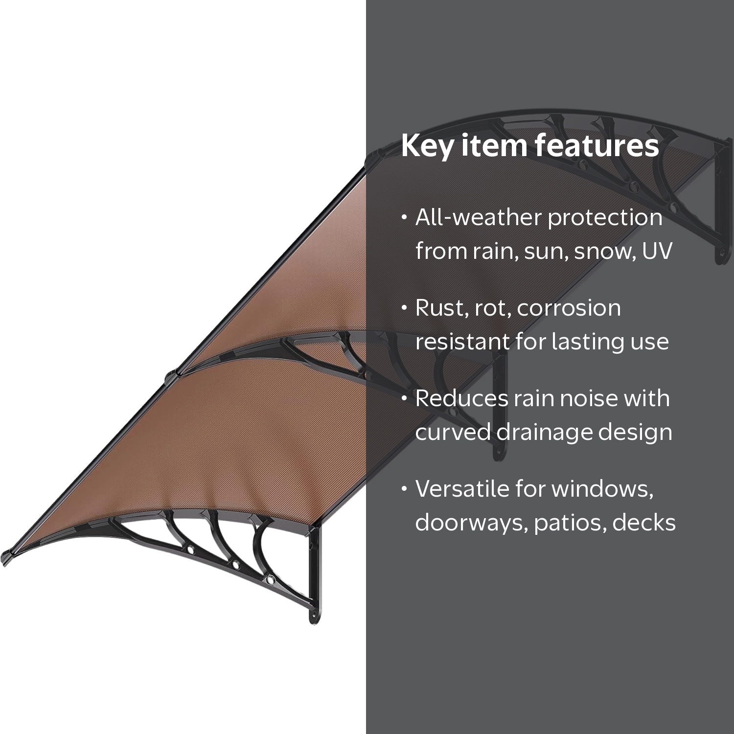SPECSTAR, Polycarbonate Window Door Awning, 40 Inch x 80 Inch