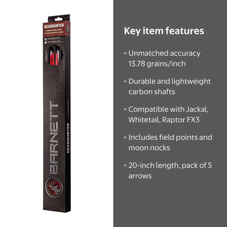 Barnett, Crossbow Arrows, 20 Inch, 5-Pack, Carbon Shafts, Field