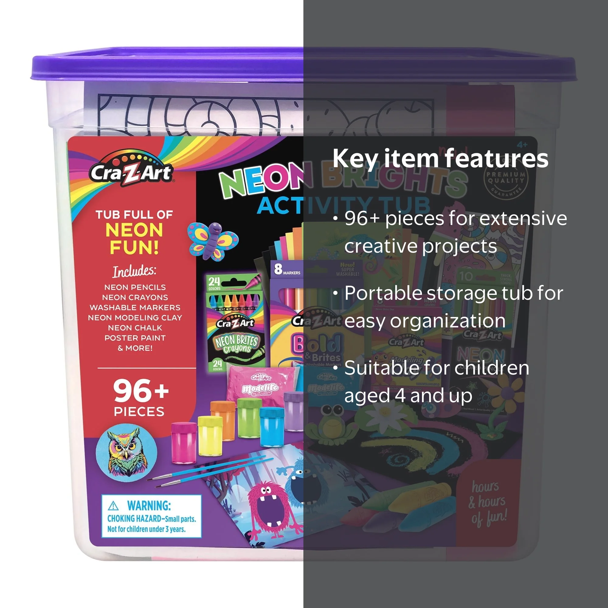 T-GEL30色セット Cra-Z-Art Neon Brights Activity Tub, Multi-Color Drawing Set with