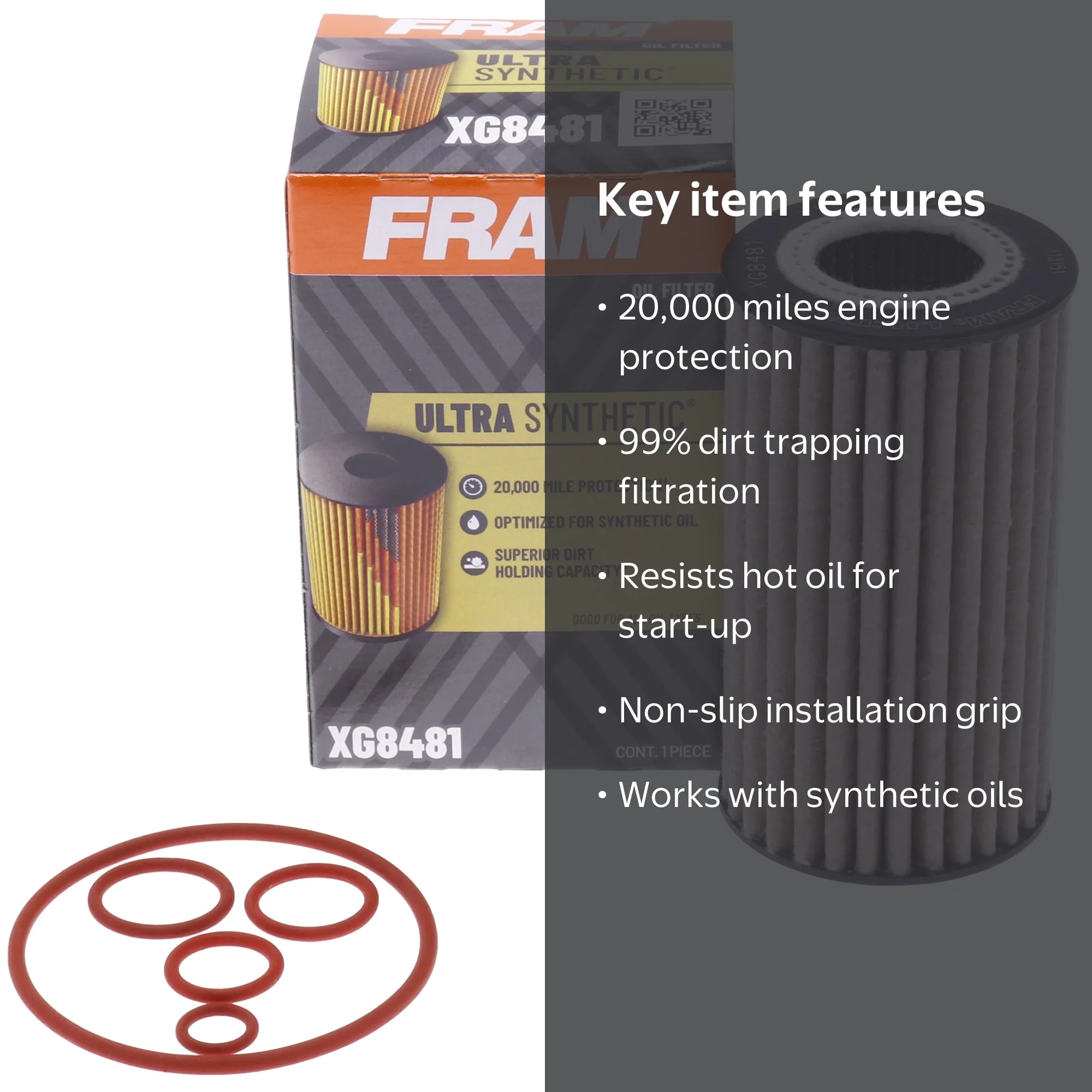 FRAM Xtended Guard Oil Filter, XG8481, 20K Mile Engine Protection