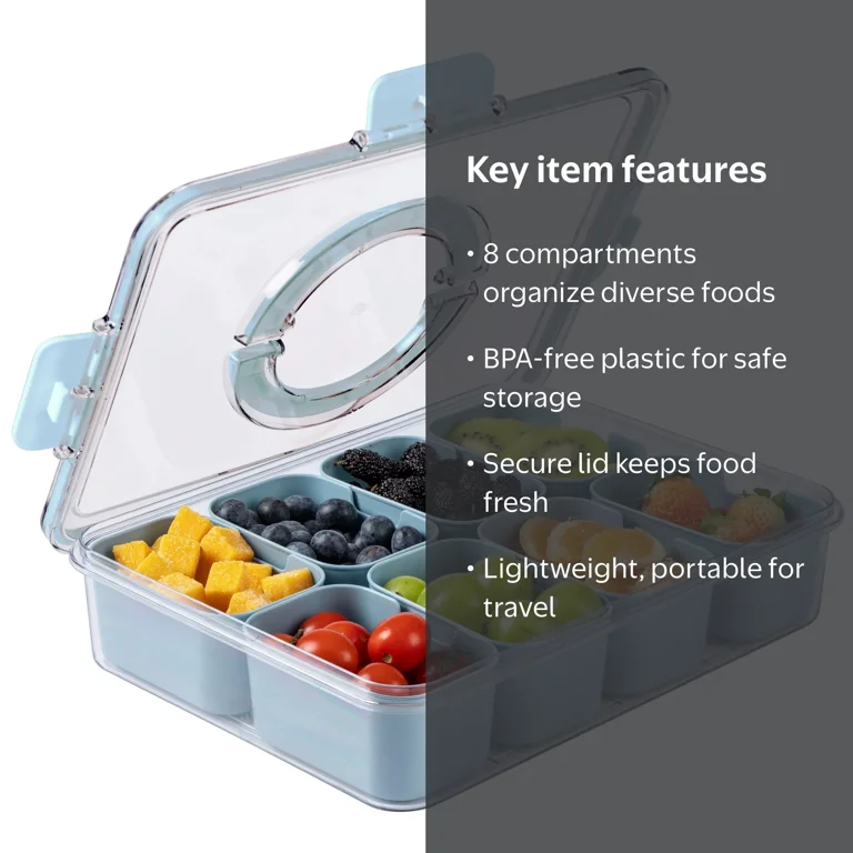 COOK WITH COLOR Snack Tray with Lid, 8-Compartment Divided Food