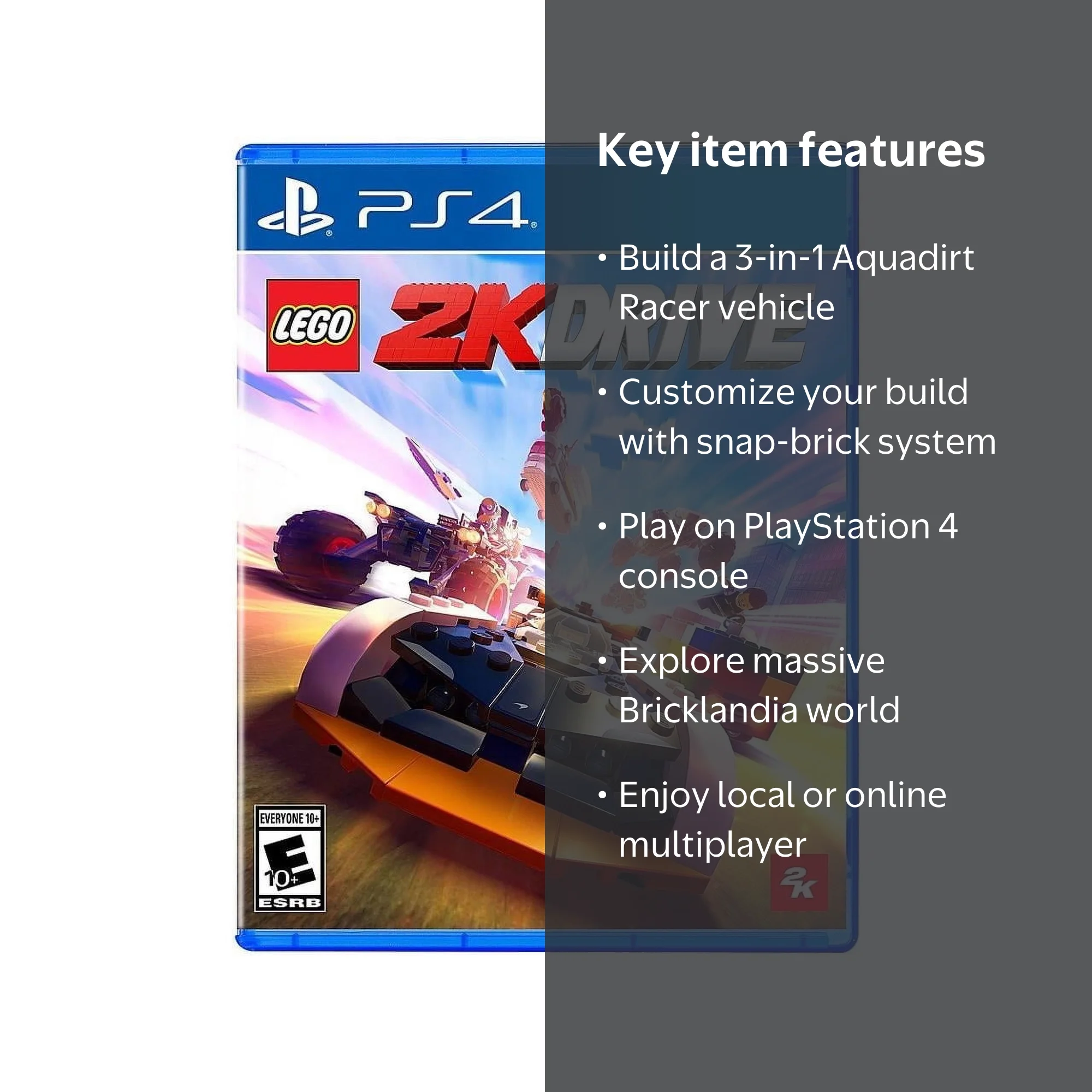 LEGO 2K Drive - PlayStation 4, Open Box, 3-in-1 Aquadirt Racer Kit