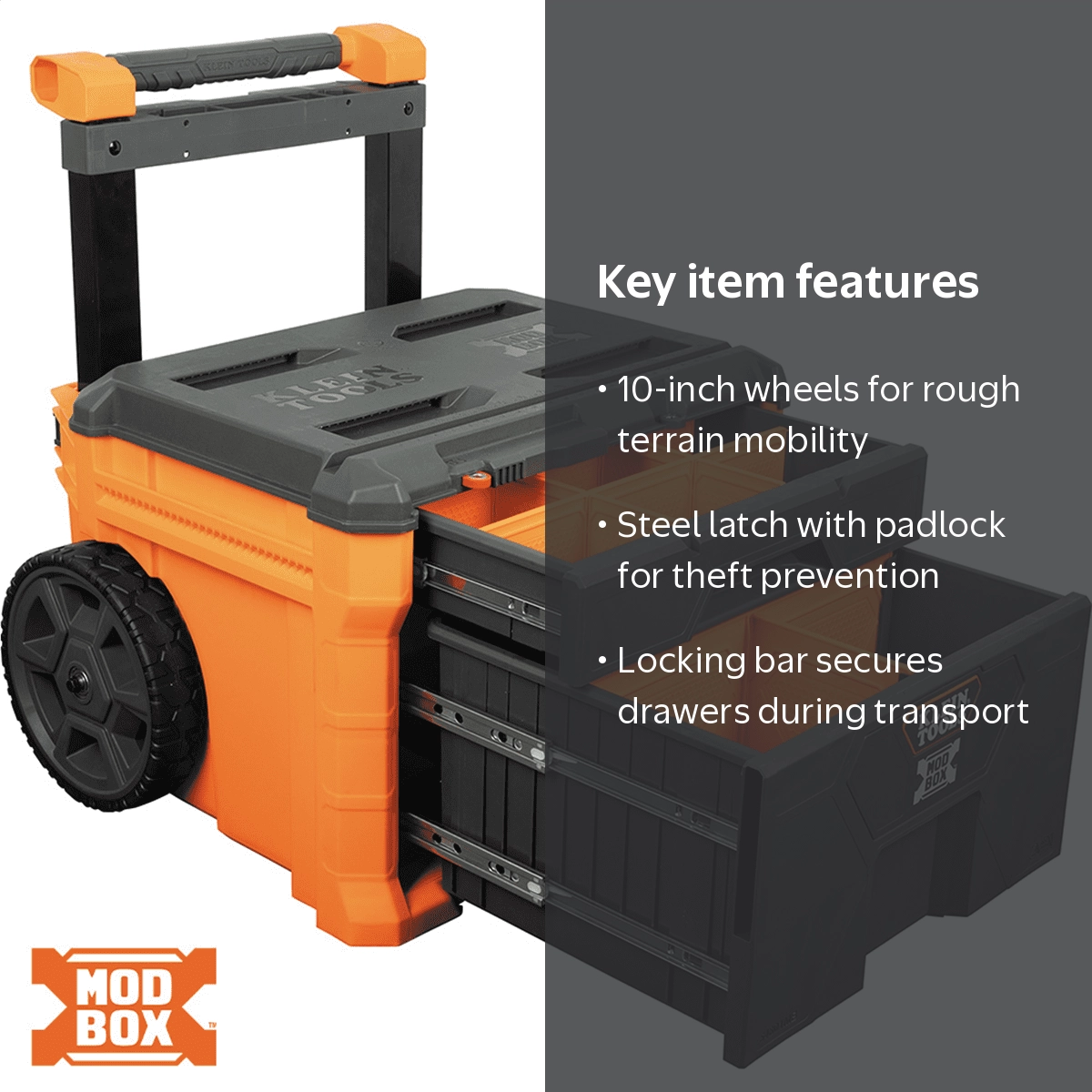 Klein Tools, MODbox Two Drawer Rolling Tool Box, Black, Large-capacity