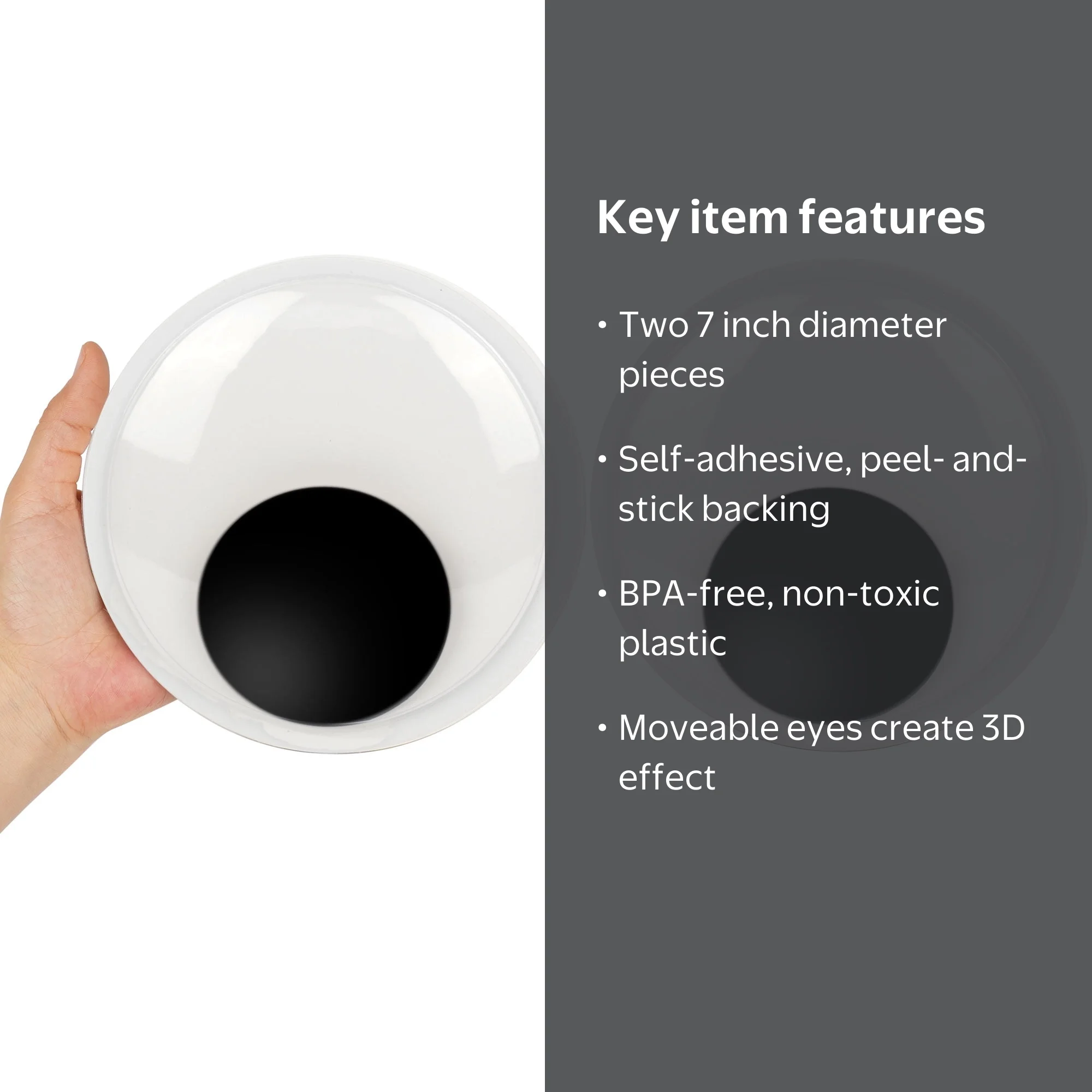 LotFancy 7 in Giant Self Adhesive Wiggle Eyes for DIY Crafts