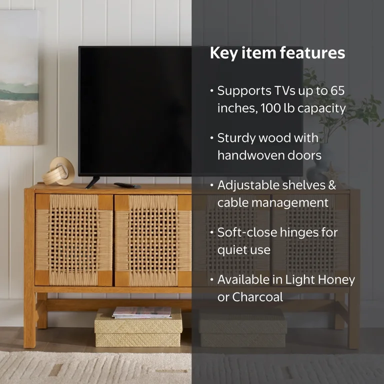 Better Homes & Gardens Vista Woven Coastal TV Stand for TVs up to