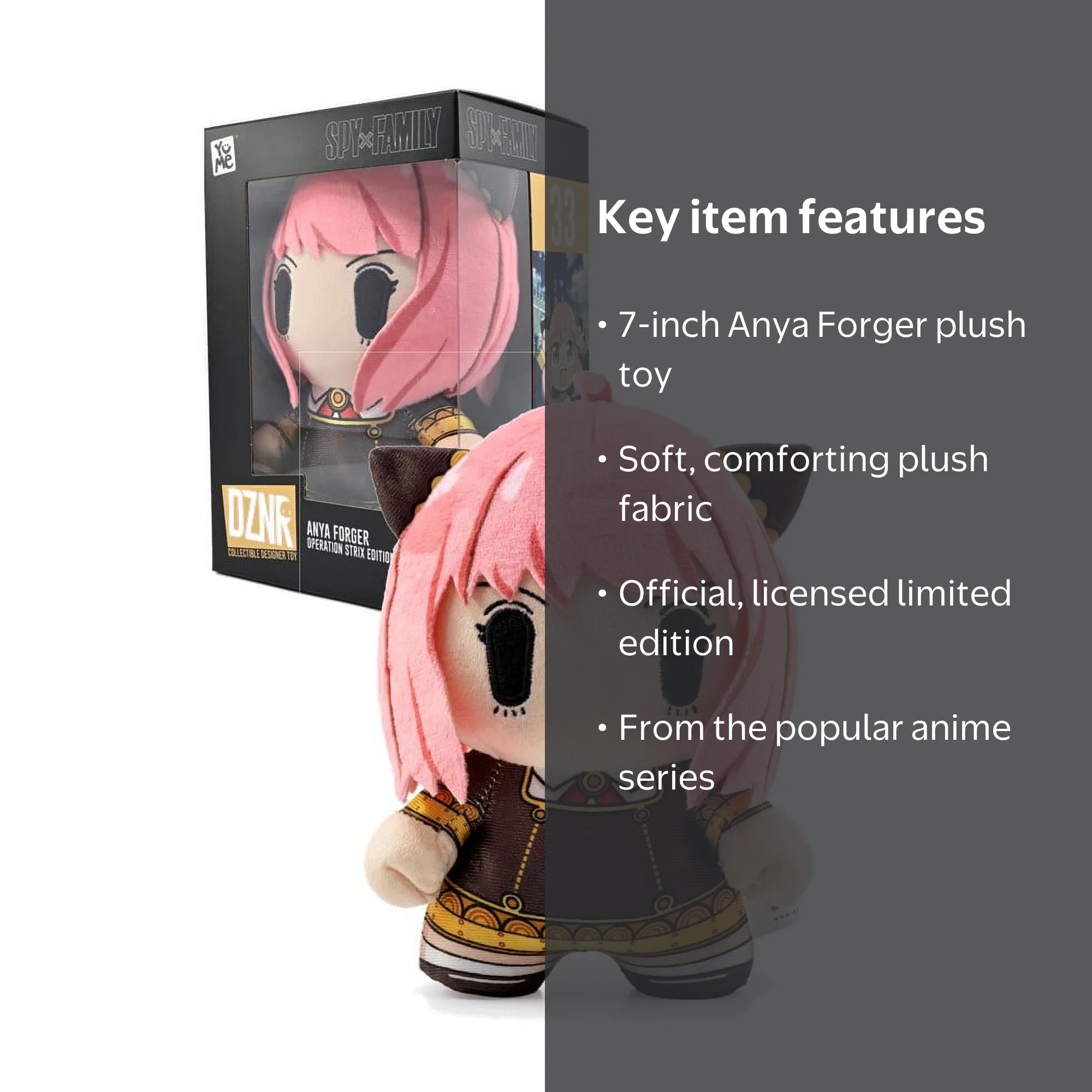 YuMe Spy x Family 7in DZNR Collectible Plush - Anya Forger