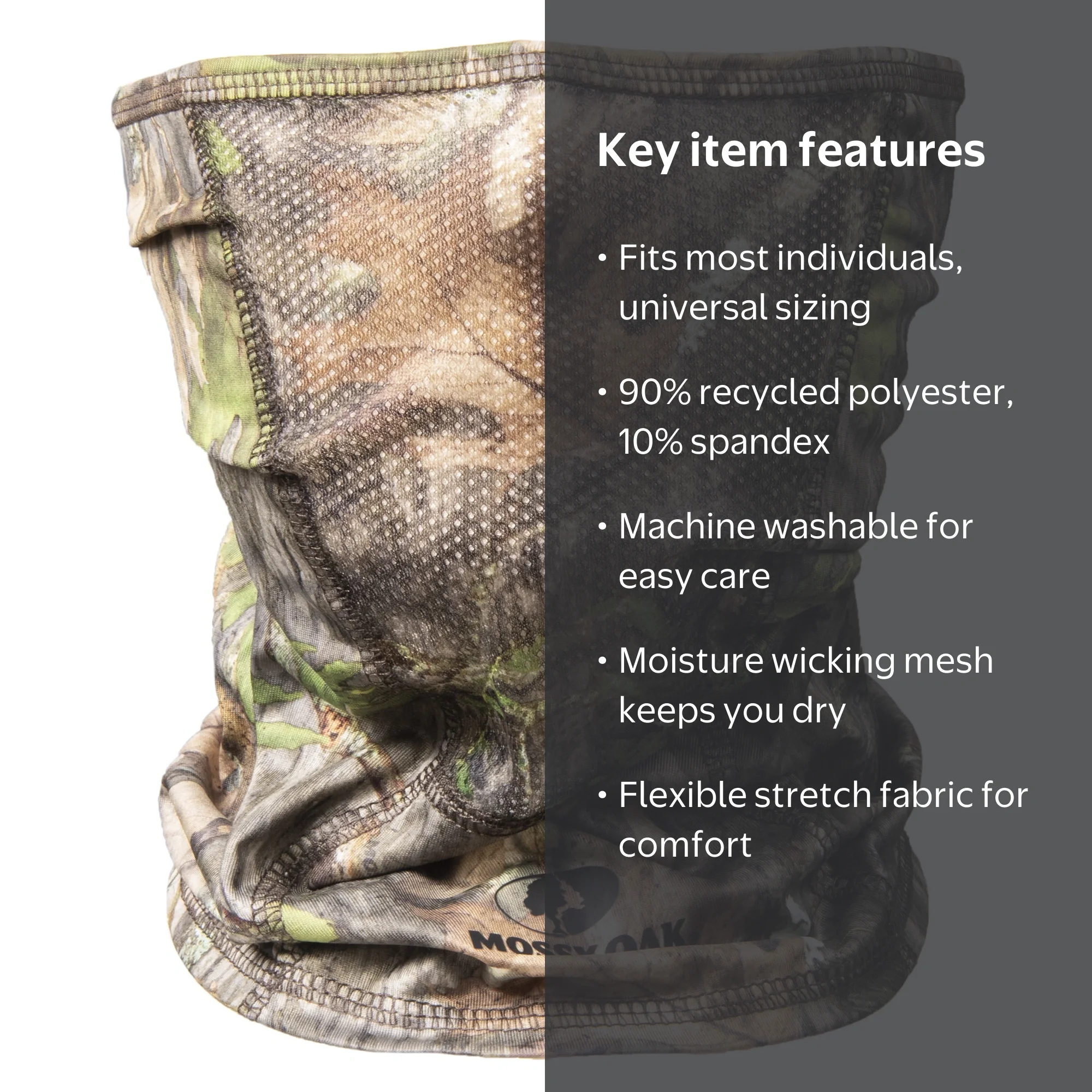 Mossy Oak Hunting Neck Gaiter One Size Fits Most Polyester Spandex