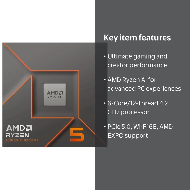 AMD, Processor, Ryzen 5 8400F, 4.2 GHz, Socket AM5, 65W - Walmart.com