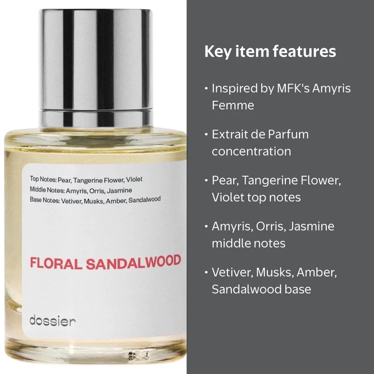 Dossier Floral Sandalwood Extrait de Parfum, Inspired by MFK