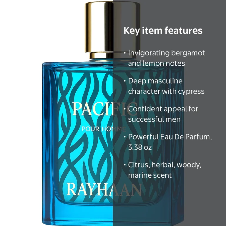 RAYHAAN, Eau De Parfum, Men, 3.38 oz, Fresh Bergamot and Lemon