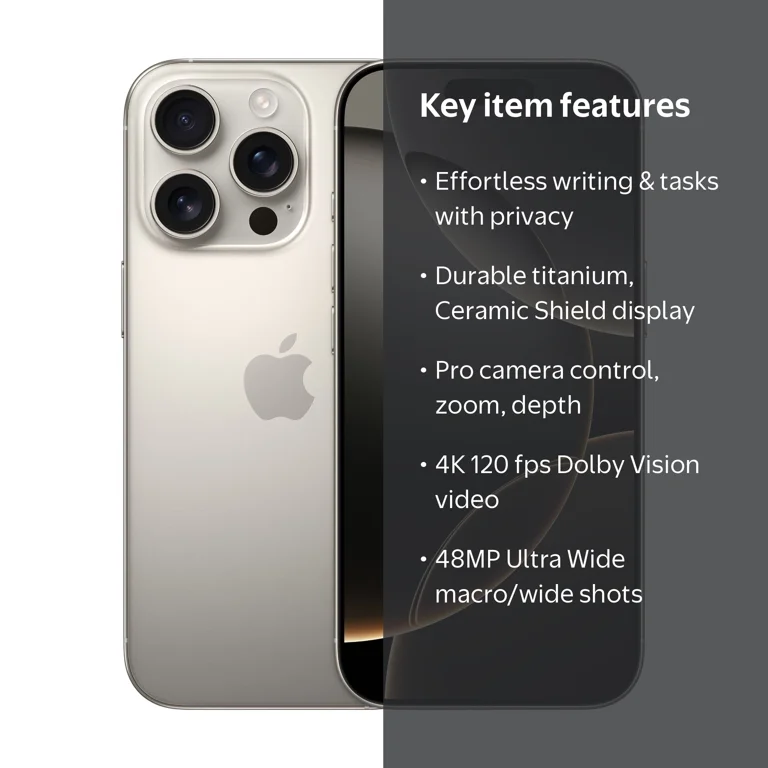 Verizon iPhone 16 Pro 128GB Natural Titanium. Apple Intelligence