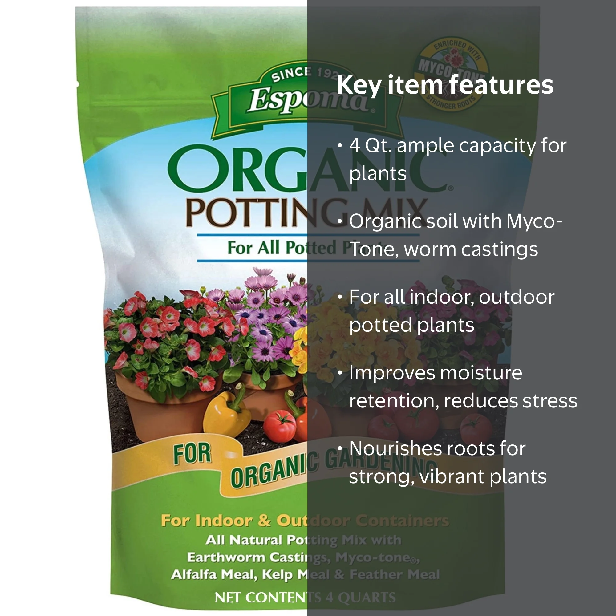 Espoma Organic Potting Mix for Indoor & Outdoor Plants, Garden