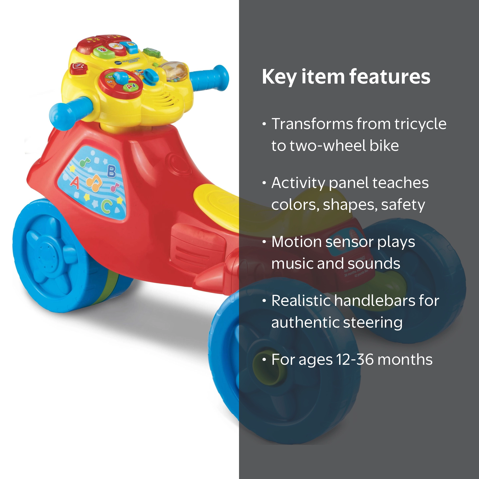 VTech, 2-in-1 Learn and Zoom Motorbike, Riding Toy for 1 Year Old