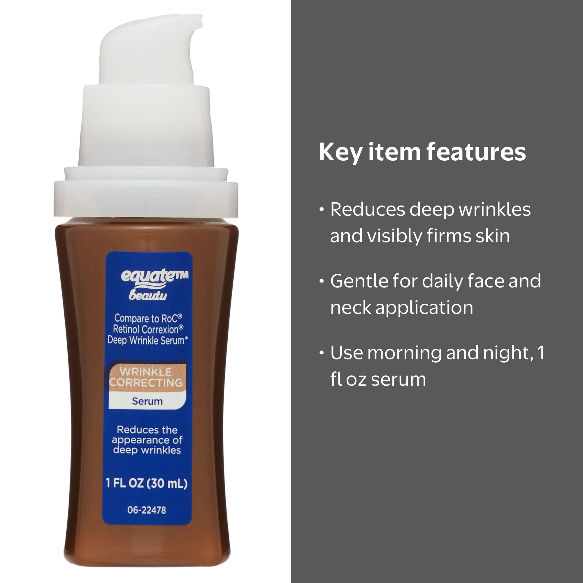 Equate Wrinkle Correcting Serum for Face and Neck, 1 fl oz 