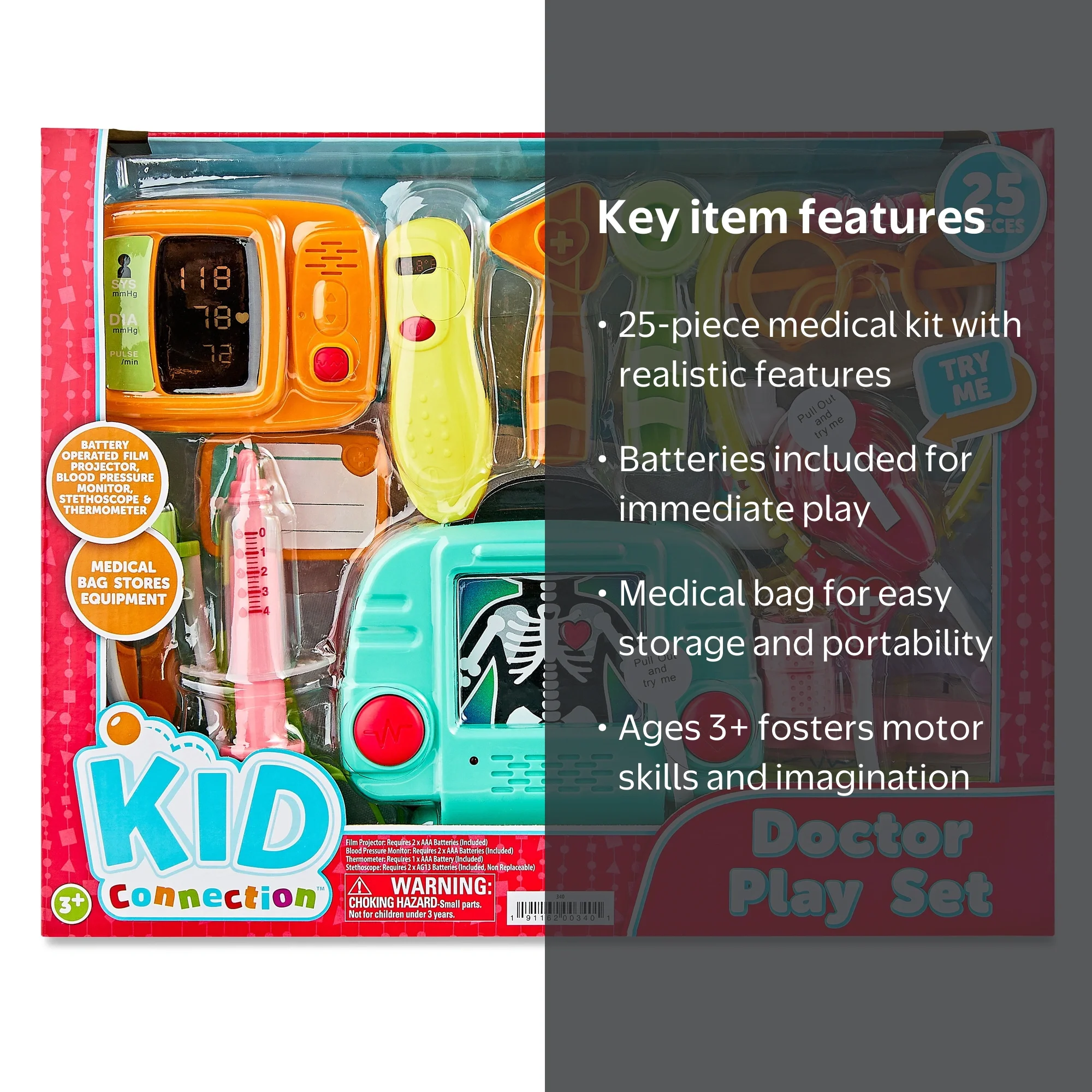 Kid Connection Medical Play Set, 25 Pieces, Toddler Pretend Toys