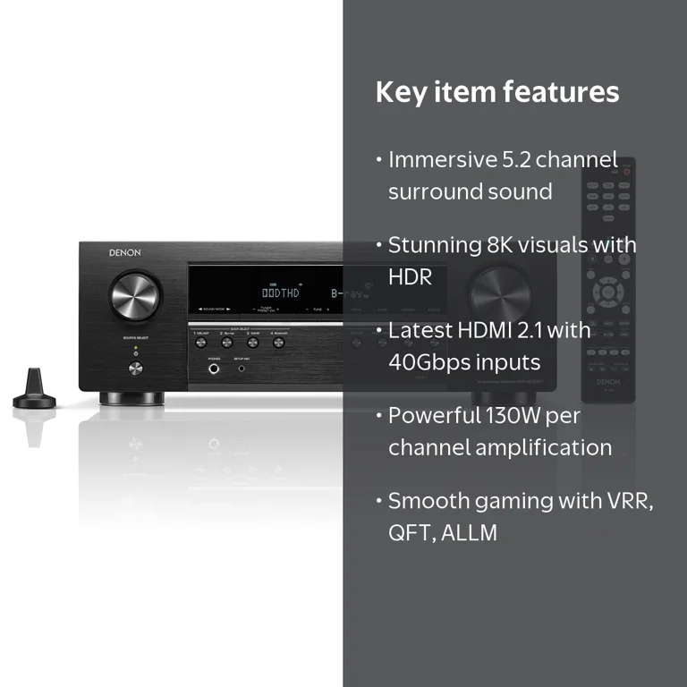 Denon, Home Theater Receiver, 8K, Bluetooth, Dolby Audio - Walmart.com