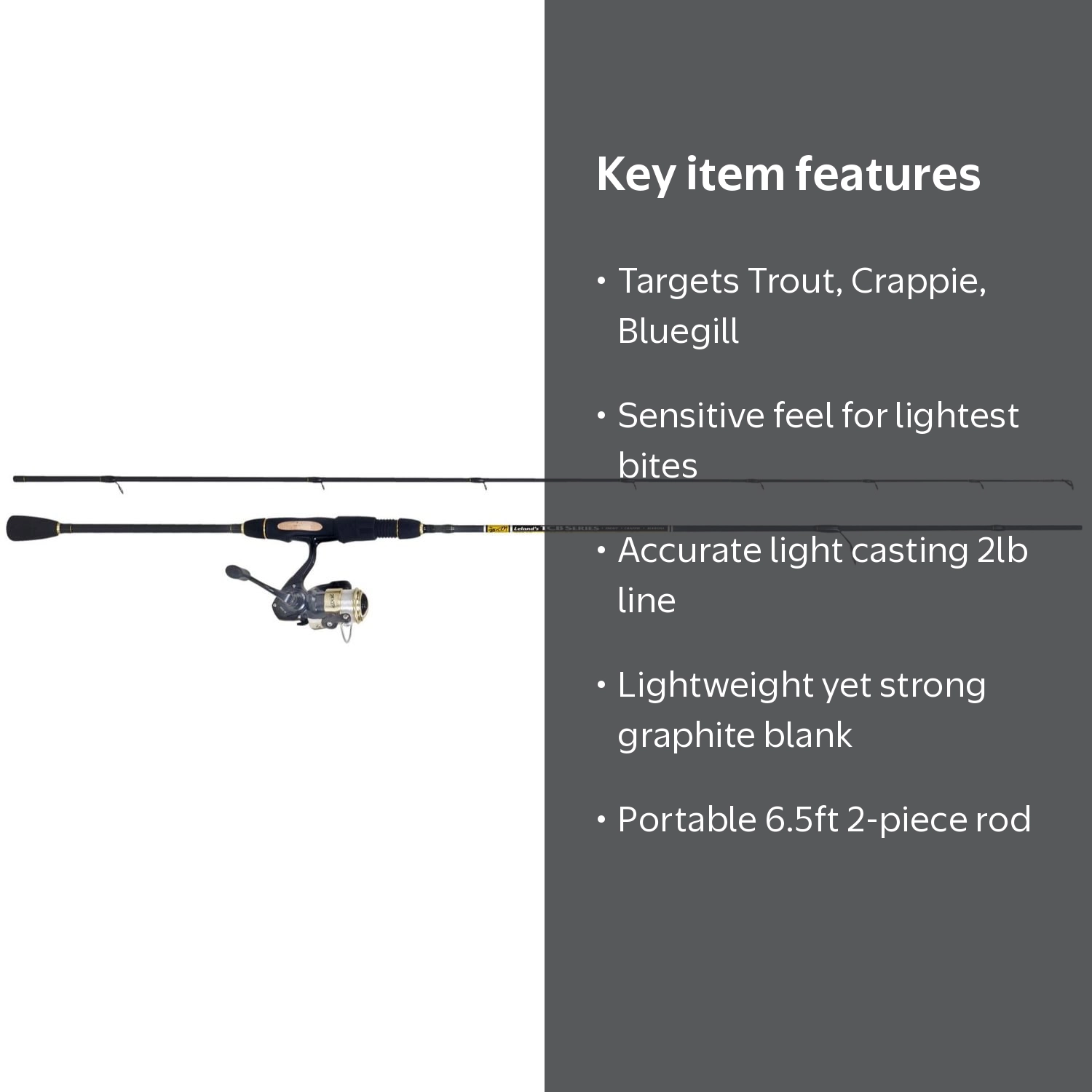 The TCB (Trout-Crappie-Bluegill) Graphite Spinning Rod Combo 6.5ft