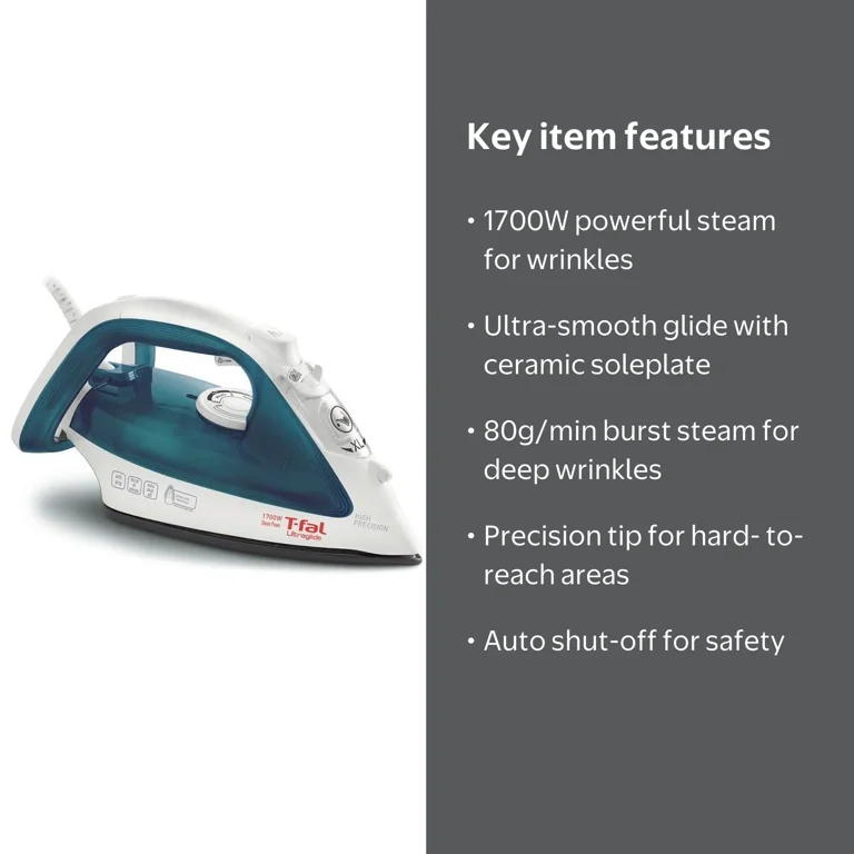 T-Fal, FV4017, Ultraglide Steam Iron, 1700 Watts, Blue - Walmart.com