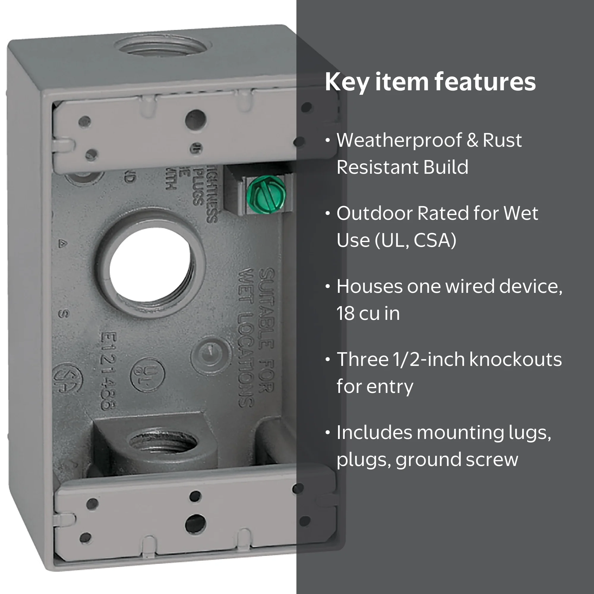 Sigma Engineered Solutions (14250) Metal Weatherproof 1-Gang 1/2