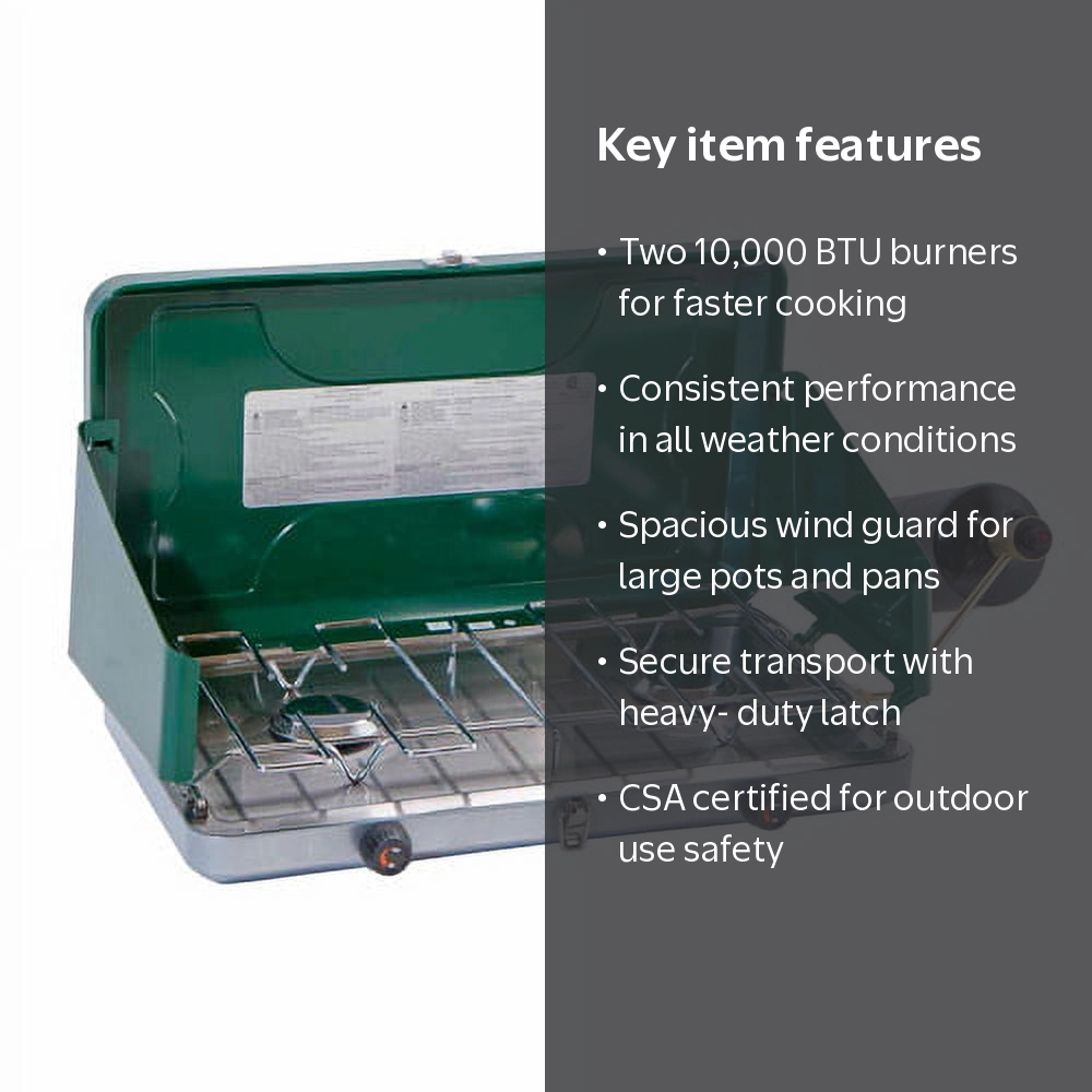 Ozark Trail brand 2-Burner 1ok BTU Propane fuel Camping Stove