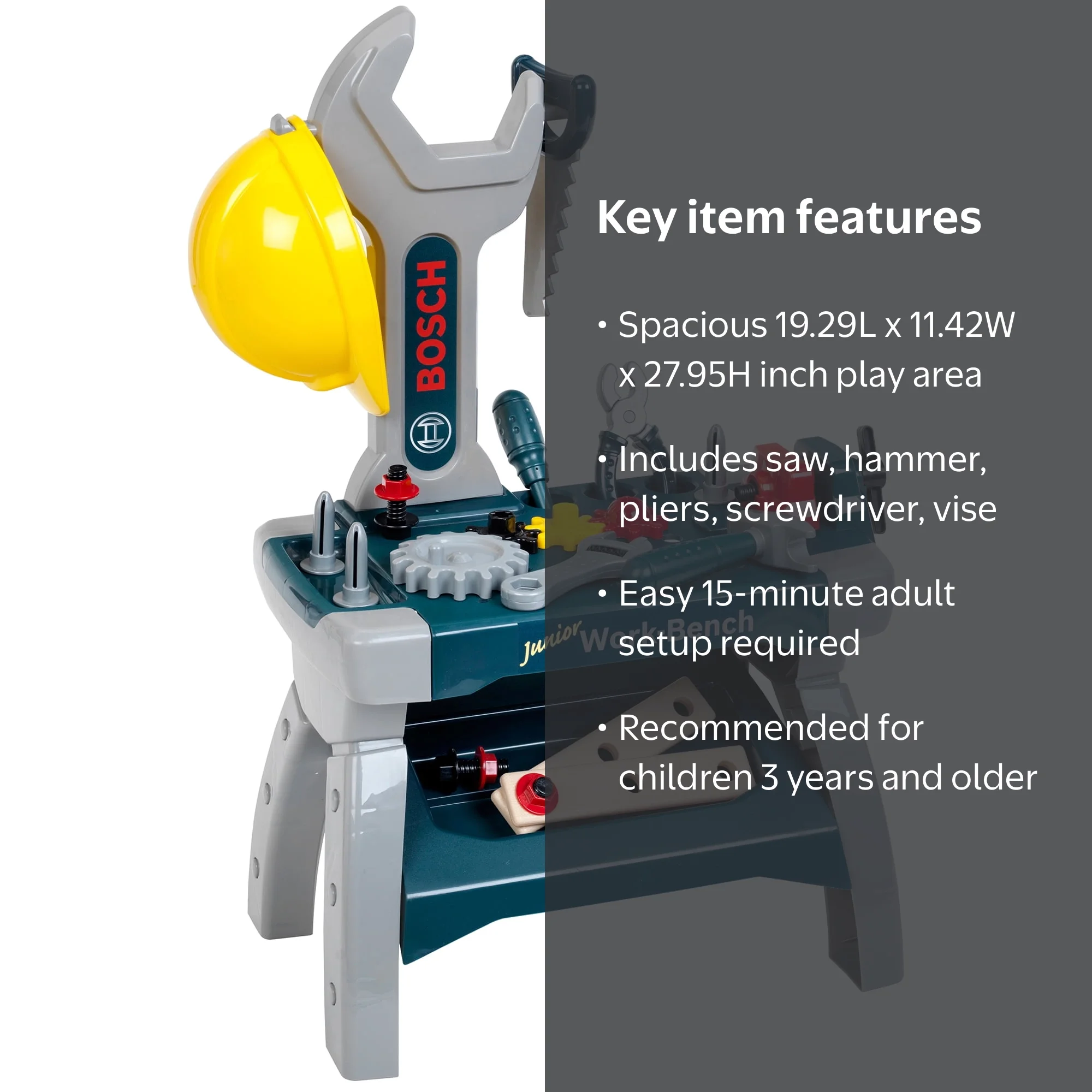 Theo Klein Bosch Junior Workbench - Kids Toy Toolset - Walmart.com