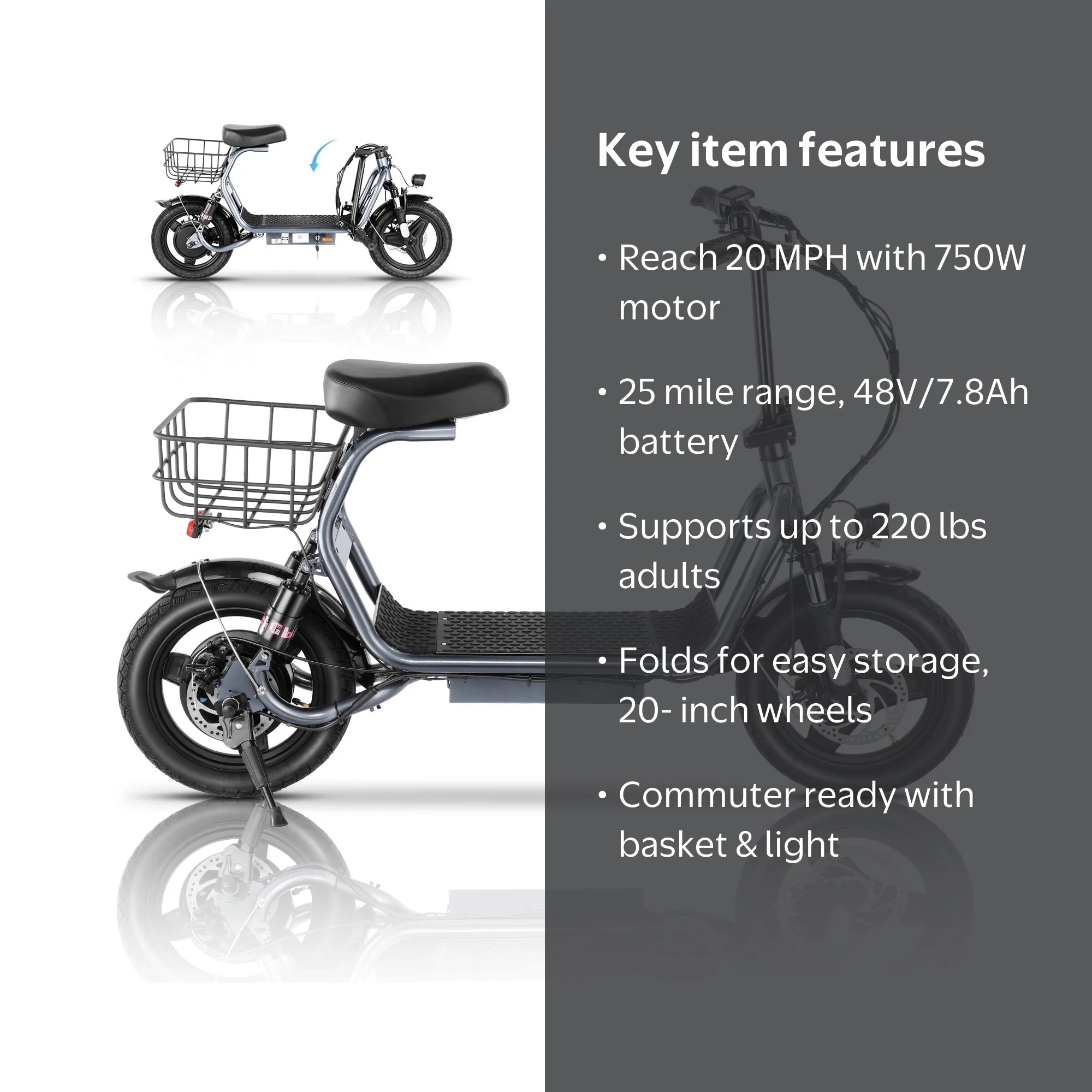 SANOPY 750W Adults Electric Scooter with Seat, 14
