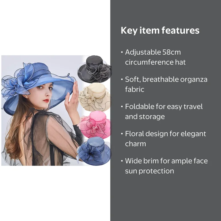 6123 Women\'s Organza Kentucky Derby Church Fascinator Fancy Floral Bridal Breathffy 4 Pcs Derby Hats Women Organza Church Fascinator  main image 3
