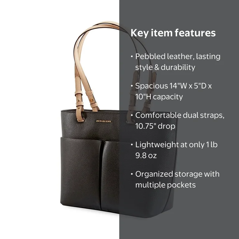 Michael Kors Bedford Medium Pebbled Leather Tote-Black - Walmart.com