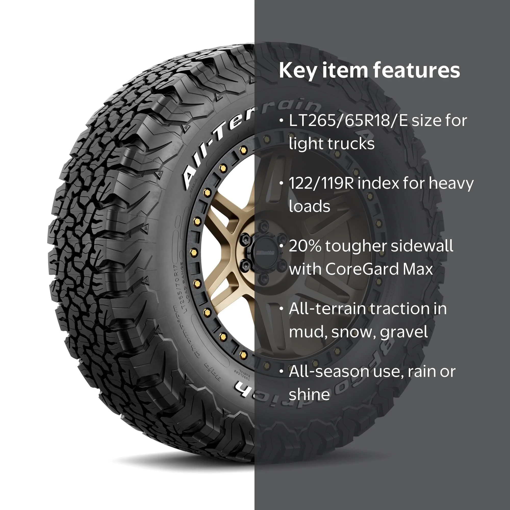 BFGoodrich All-Terrain T/A KO2 LT265/65R18/E 122/119R Tire