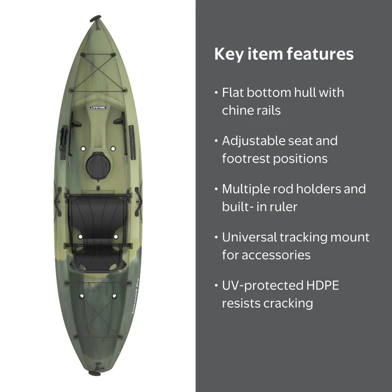 Lifetime Tamarack Pro-Comfort 10 ft 3 in Sit-On-Top Kayak, Moss