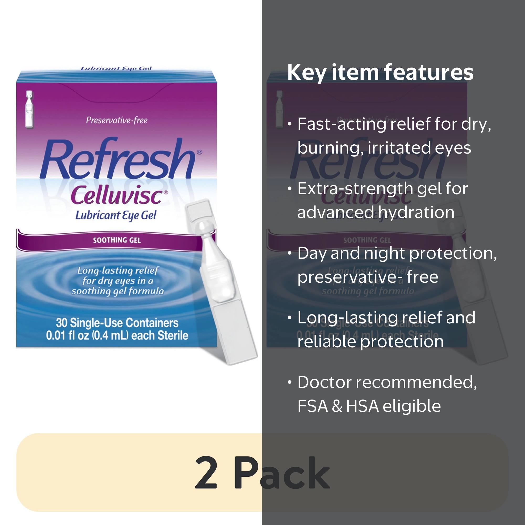 2 pack) Refresh Celluvisc Lubricant Eye Gel Preservative-Free